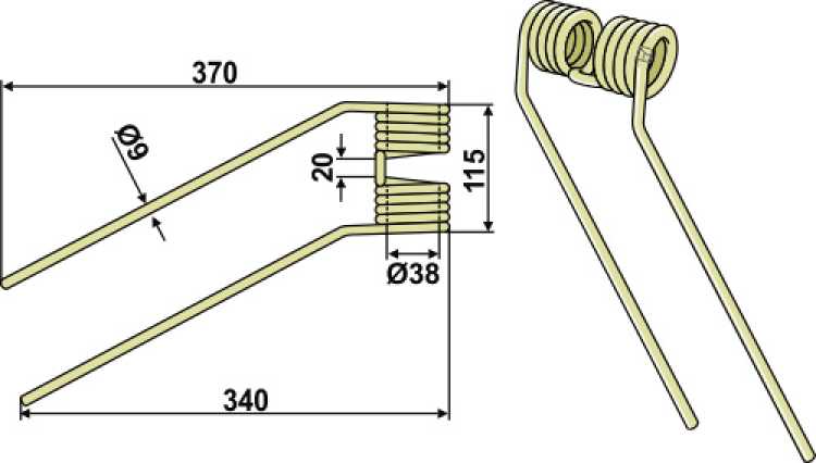 Heuwenderzinken Ø9 - links